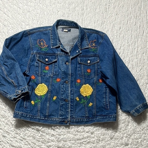 ROCK CREEK VINTAGE EMBROIDERED WOMENS DENIM JACKET, SIZE 3X - Picture 4 of 11